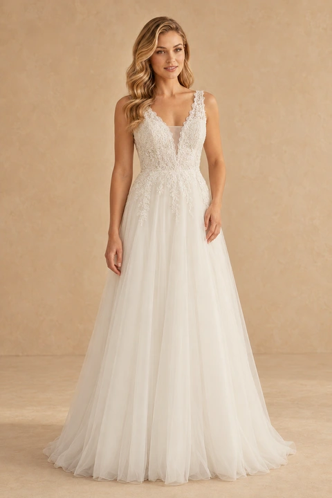 The Amy wedding dress — full-length front view