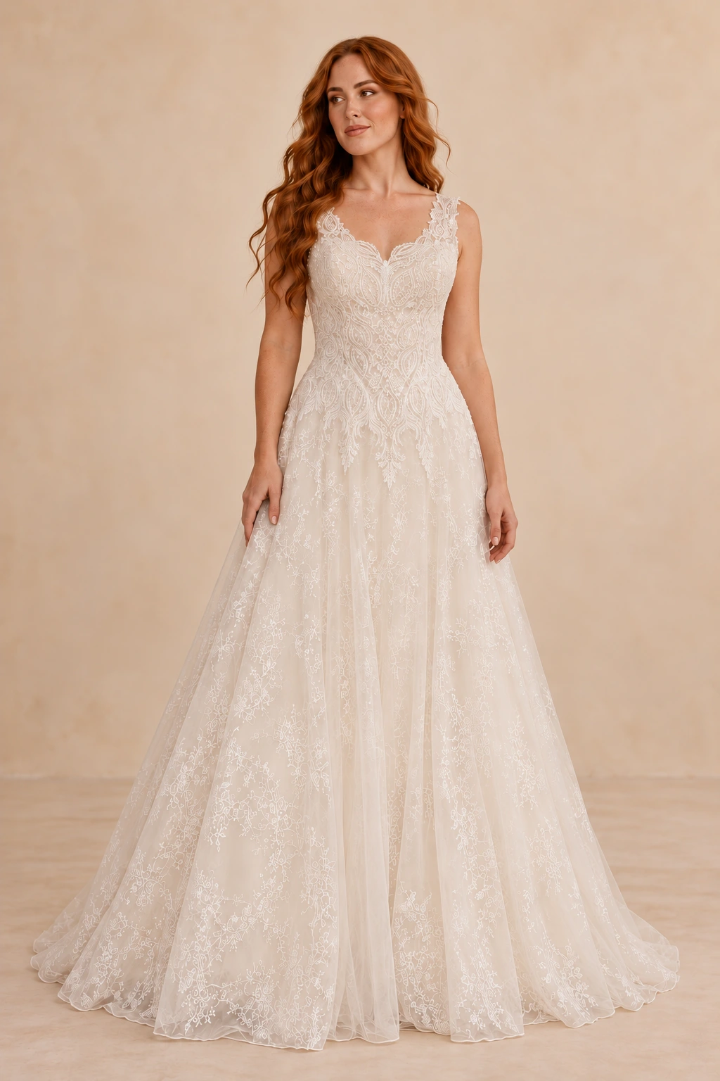 The Cantelopini-Pelmeni wedding dress — full-length front view
