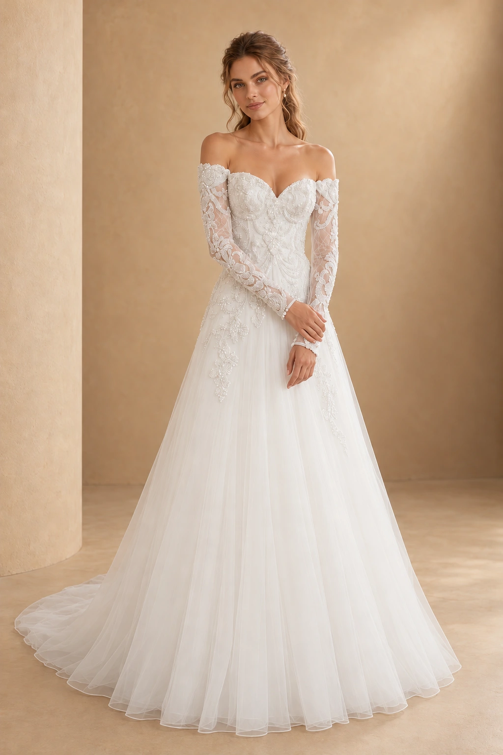 The Carrey wedding dress — full-length front view