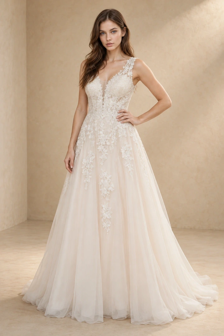 The Dolly wedding dress — full-length front view
