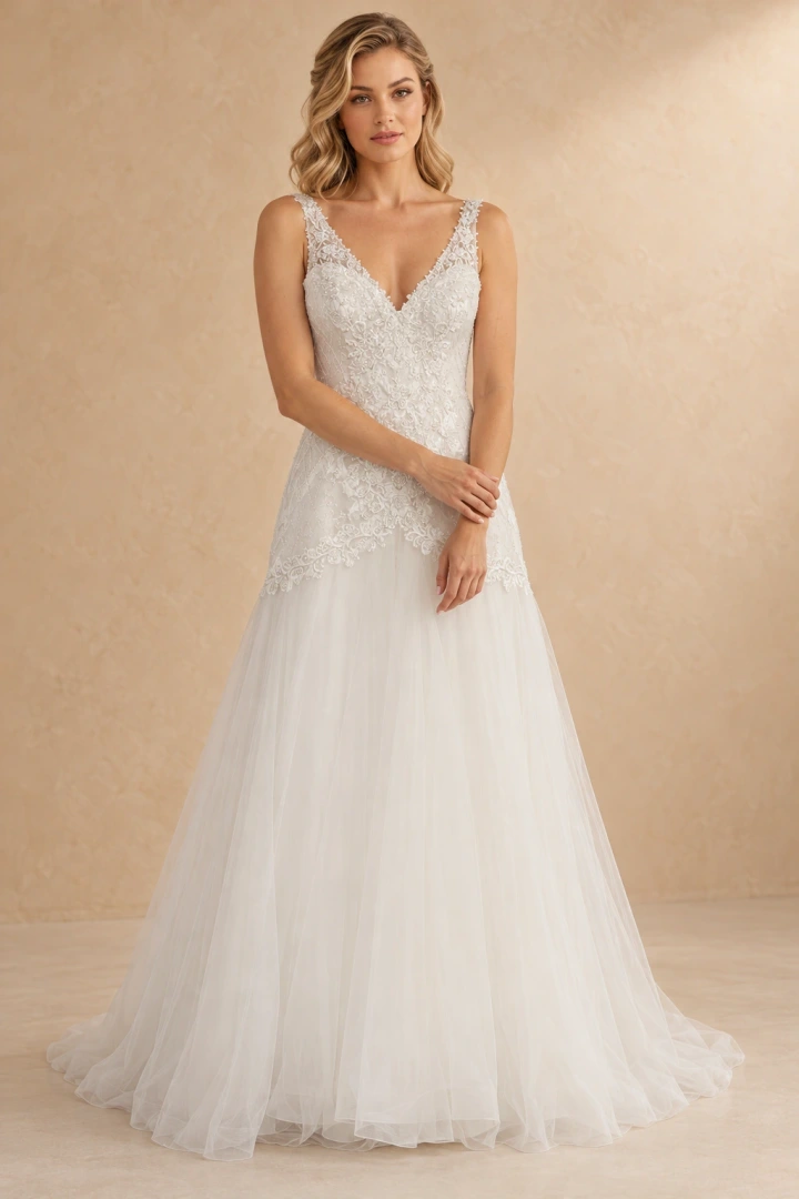 The Emilia wedding dress — full-length front view