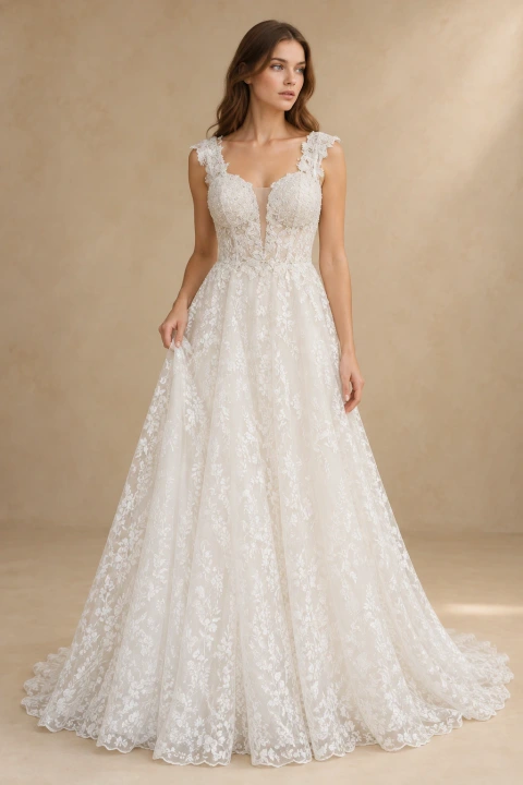 The Holly wedding dress — full-length front view