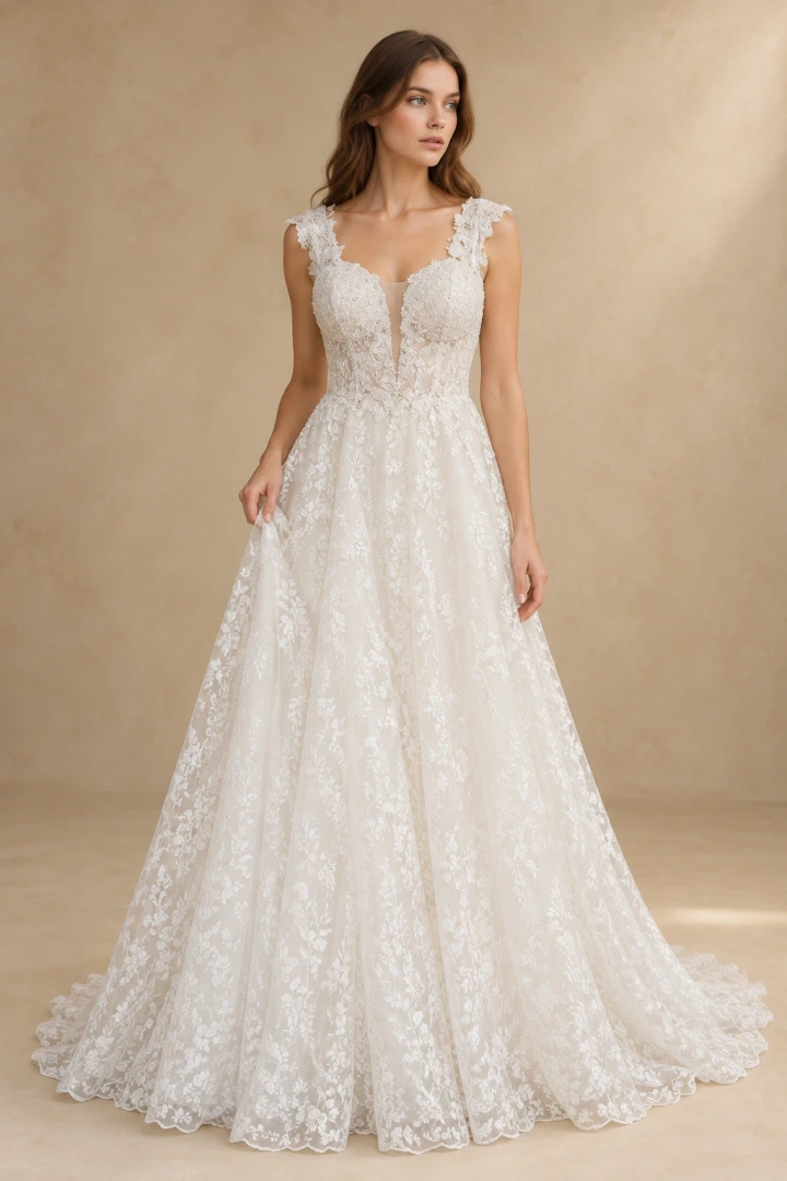 The Holly wedding dress — full-length front view