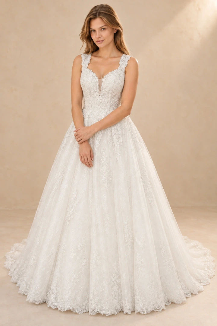 The Kimberly wedding dress — full-length front view