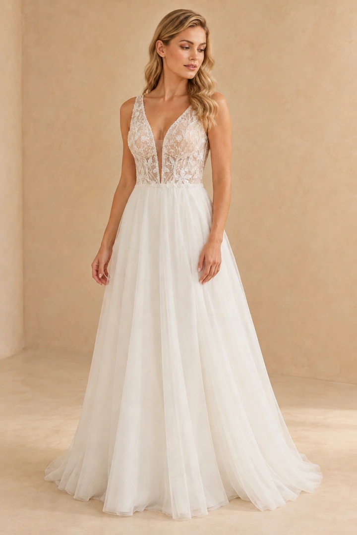 The Kristin wedding dress — full-length front view