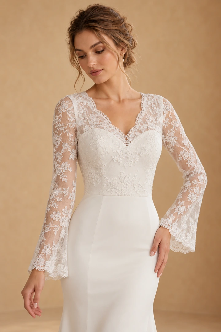 The Mary Lou wedding dress — closer model-worn view
