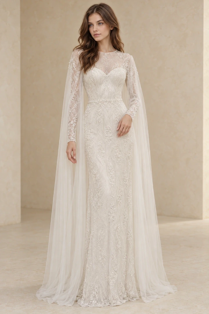 The May wedding dress — full-length front view