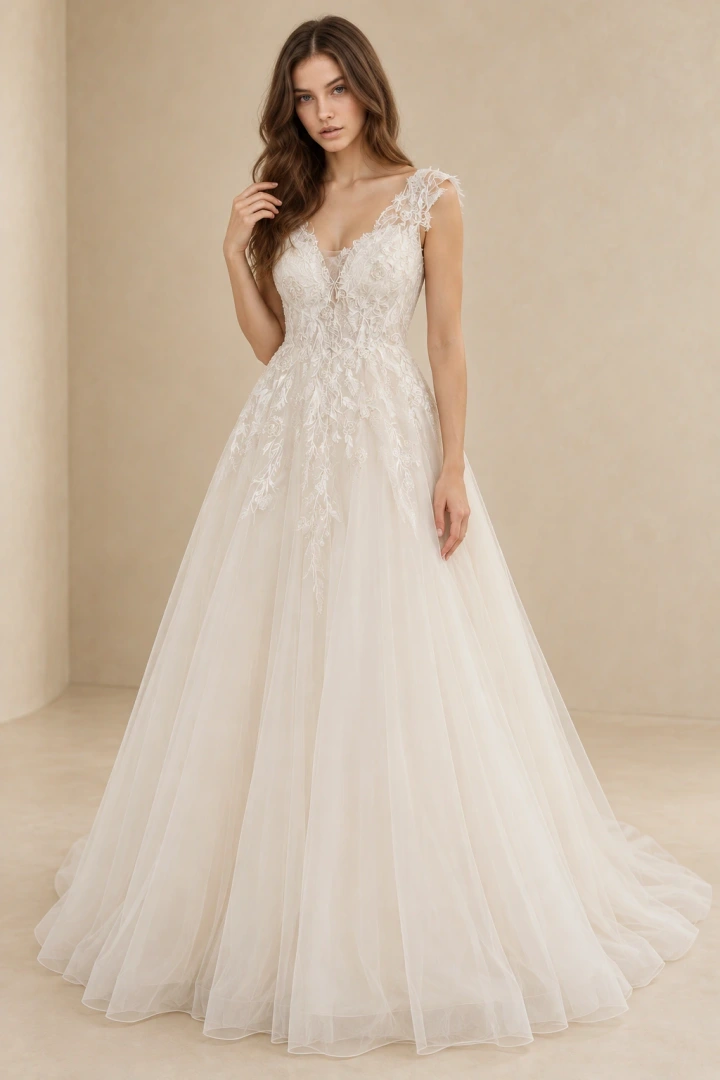 The Nargiza wedding dress — full-length front view