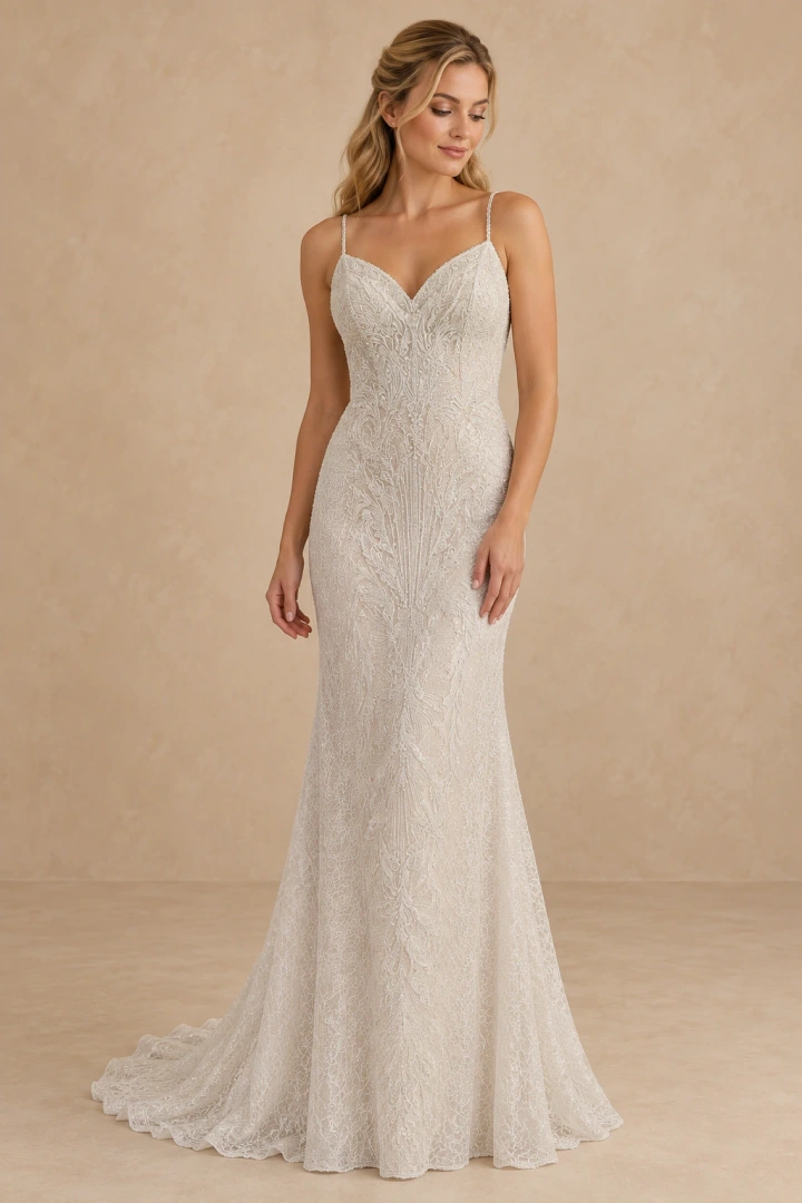 The Natalie wedding dress — full-length front view