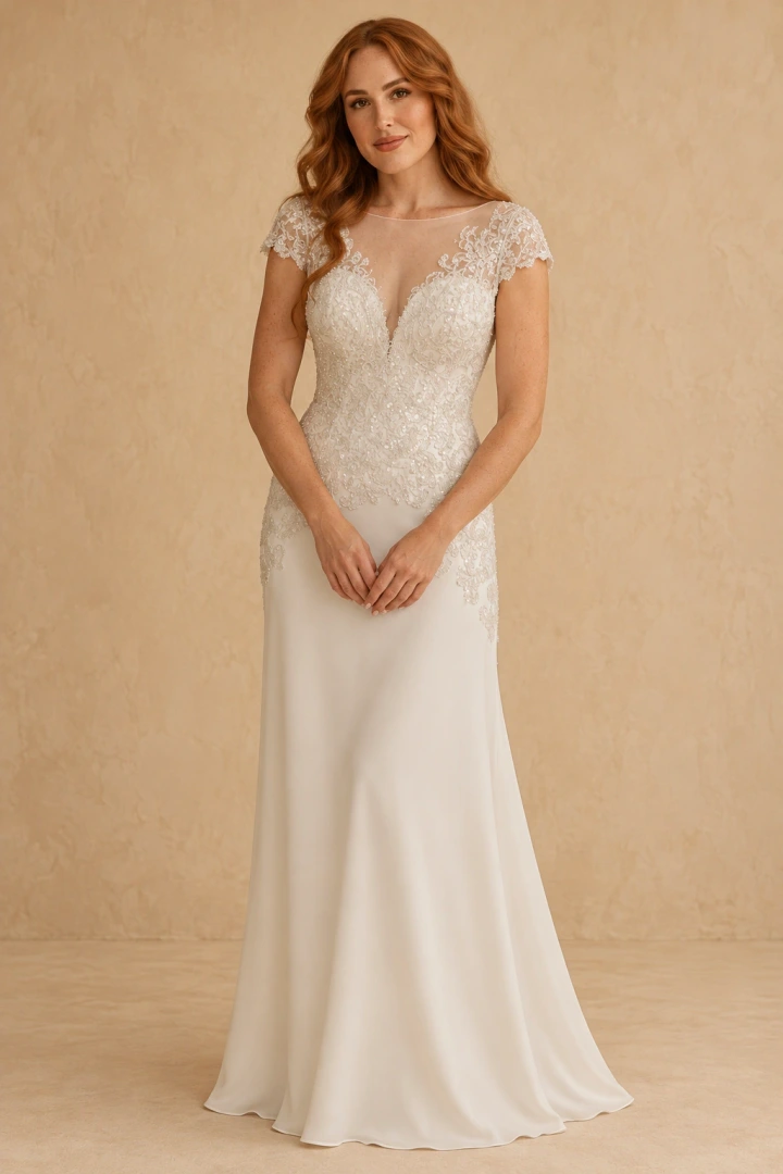 The Nicole wedding dress — full-length front view