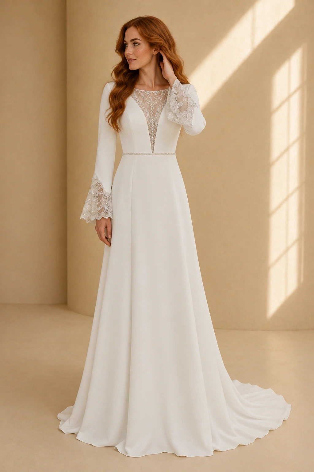 The Sandra wedding dress — full-length front view