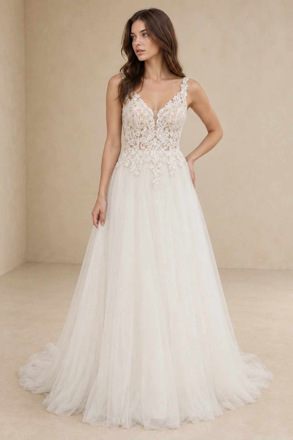 The Taylor wedding dress — full-length front view