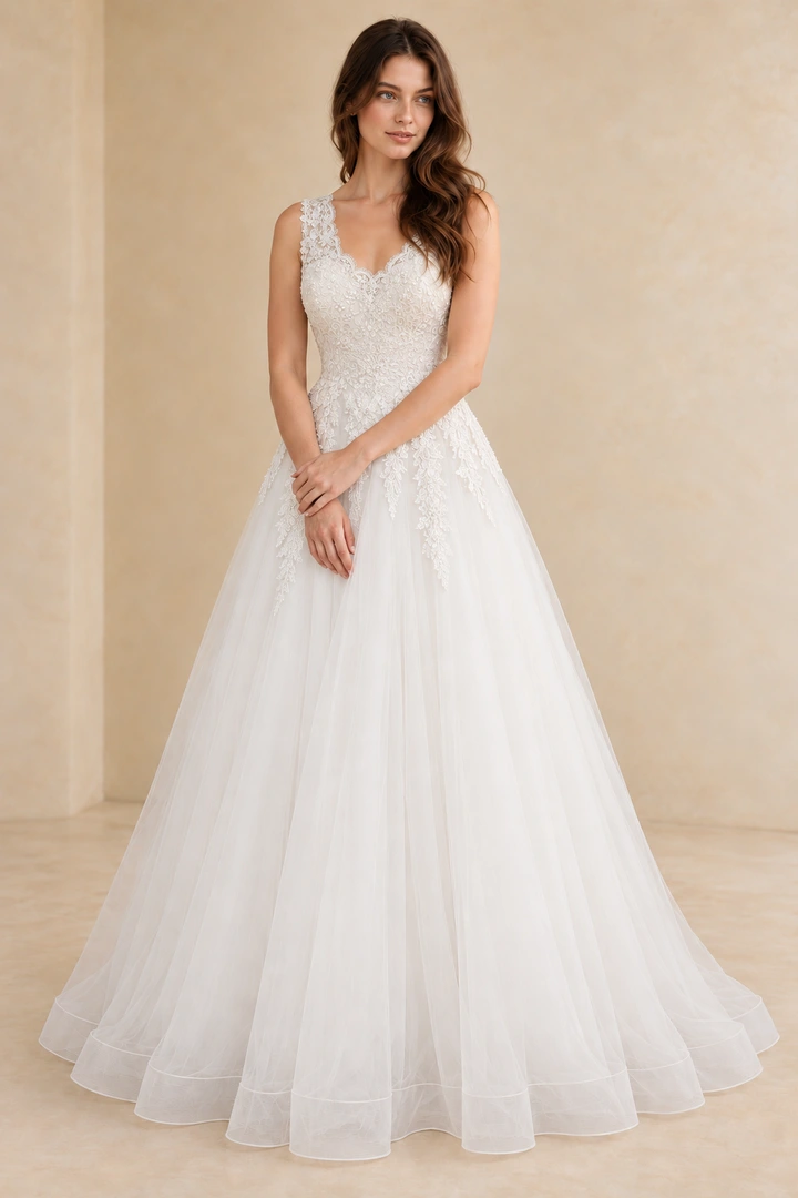 The Vail wedding dress — full-length front view